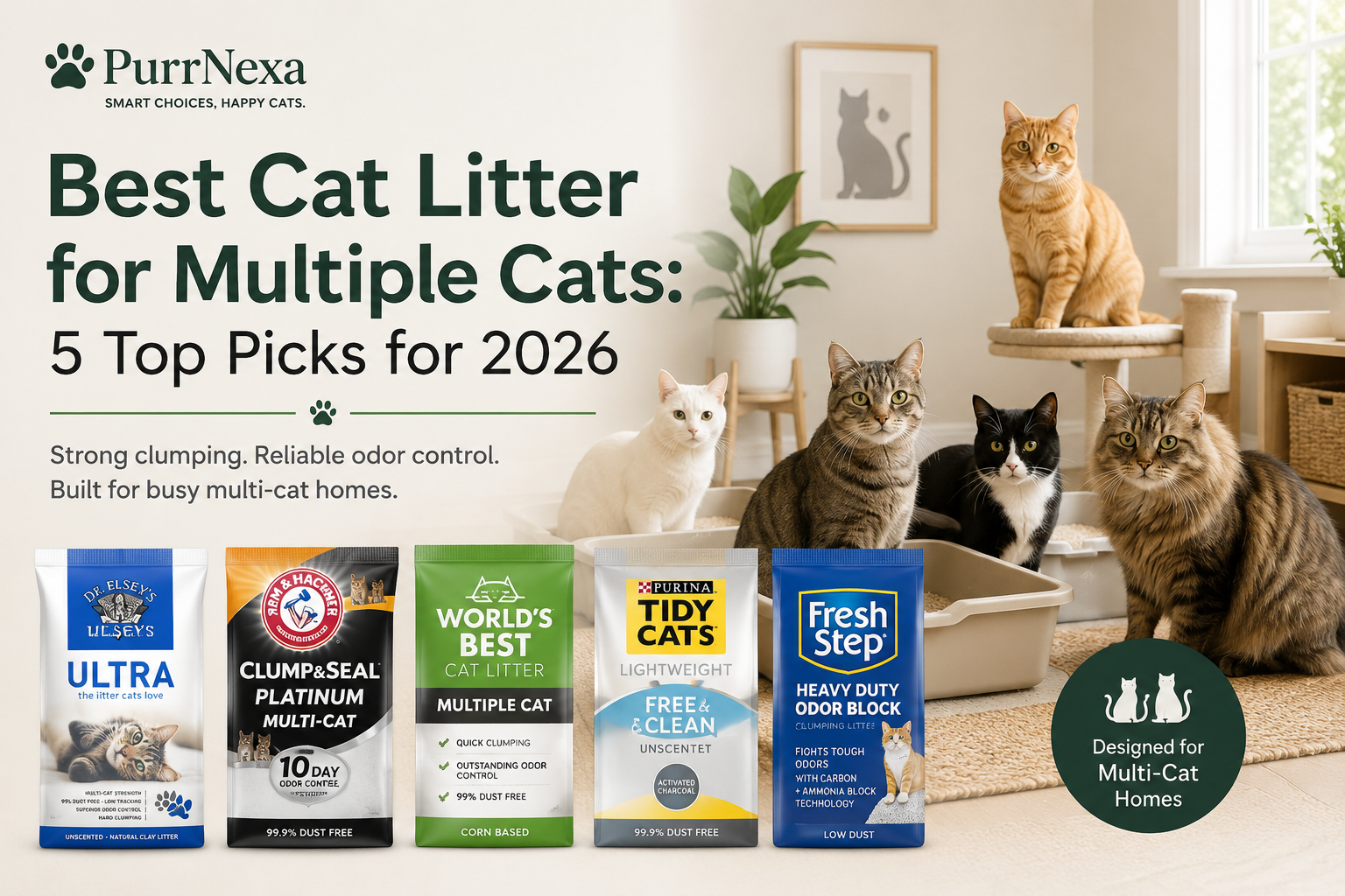 Best Cat Litter for Multiple Cats: 5 Top Picks for 2026