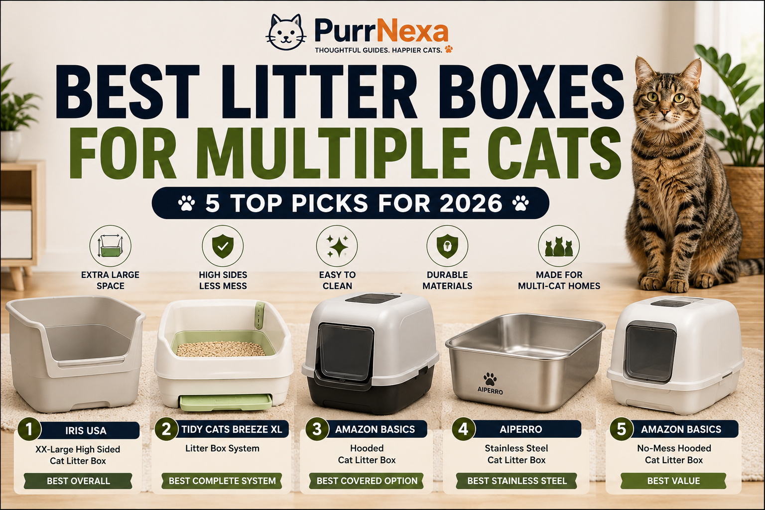 Best Litter Boxes for Multiple Cats: 5 Top Picks for 2026